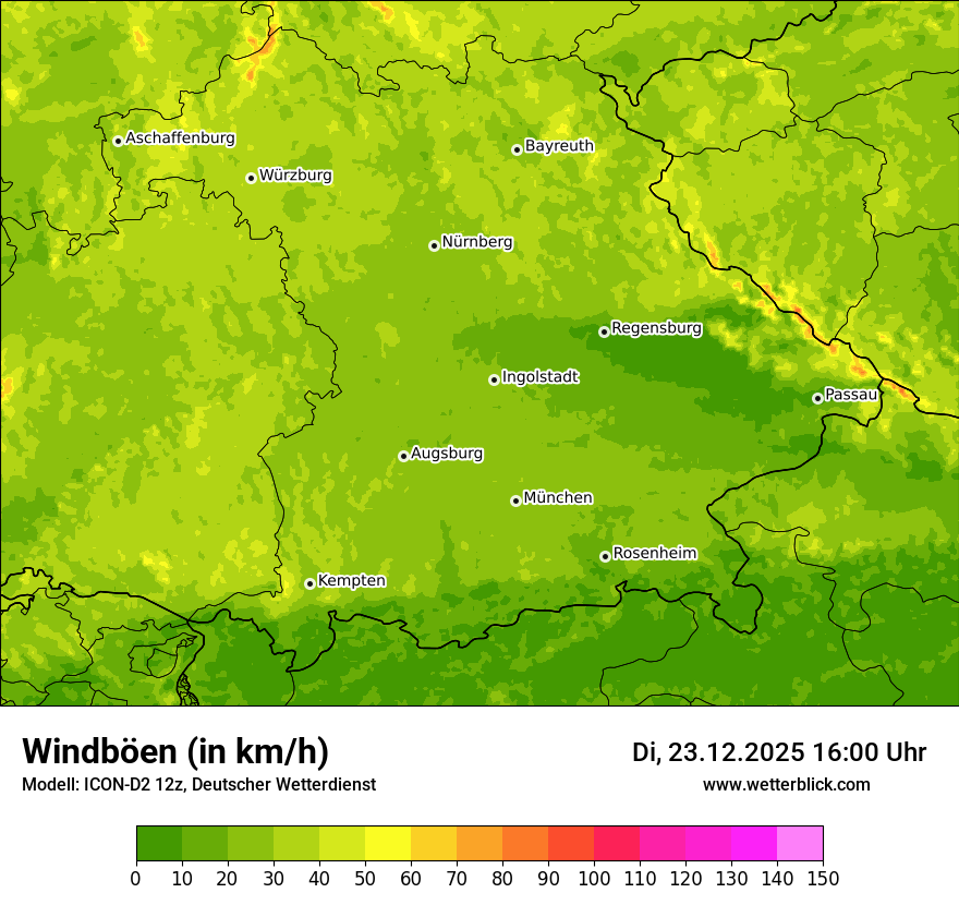 Modellkarten Windgeschwindigkeit