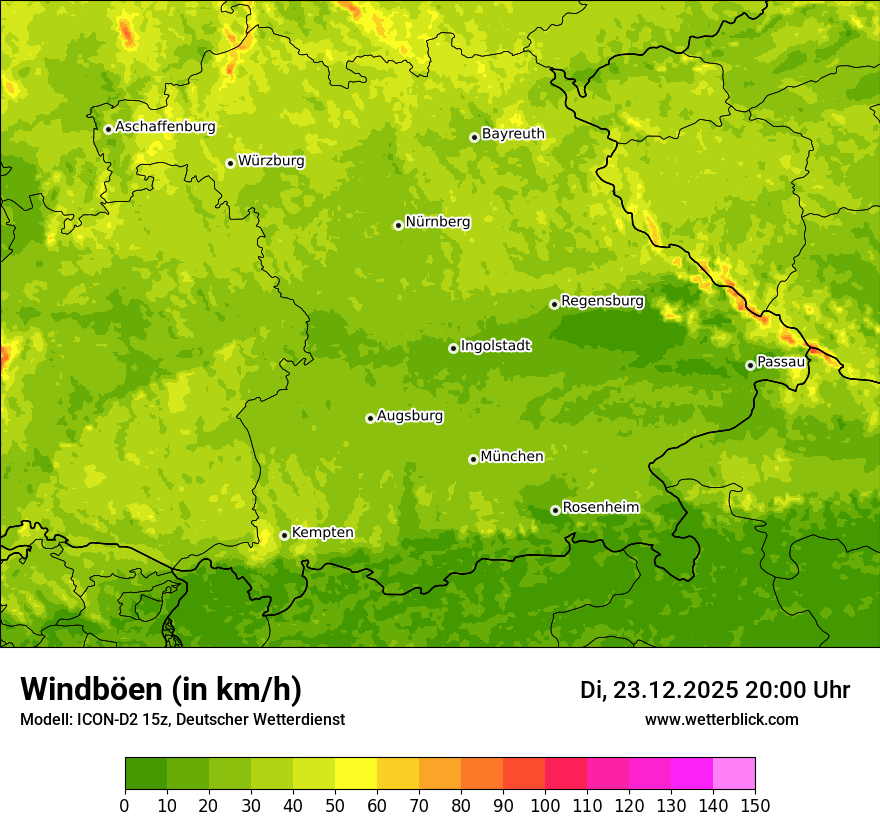 Modellkarten Windgeschwindigkeit