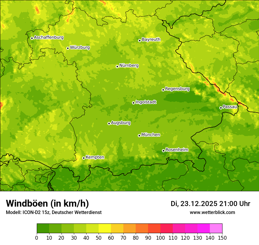 Modellkarten Windgeschwindigkeit