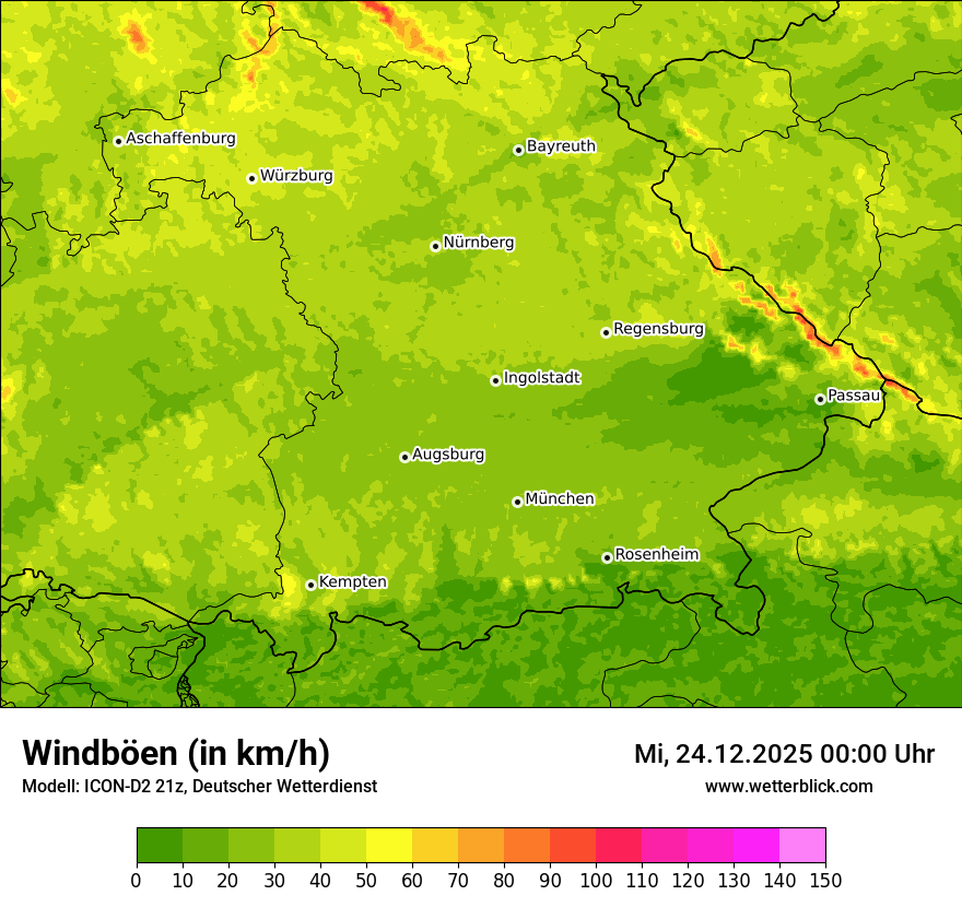 Modellkarten Windgeschwindigkeit
