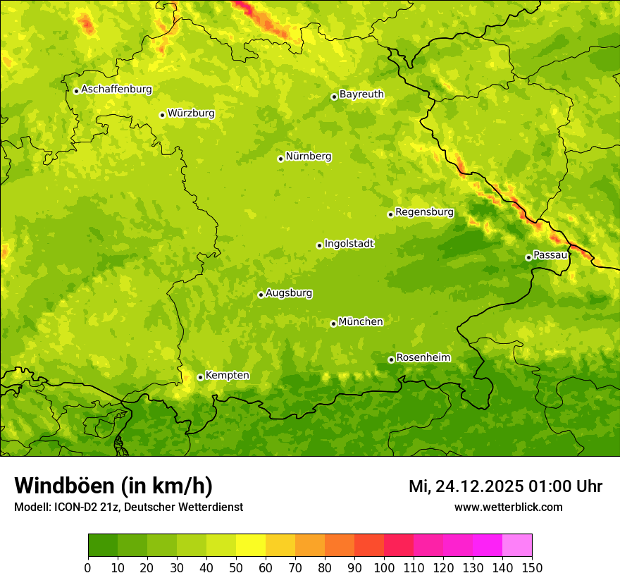Modellkarten Windgeschwindigkeit