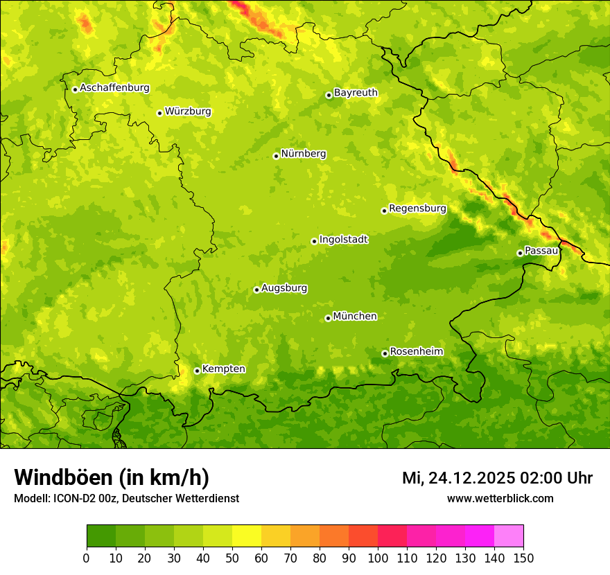 Modellkarten Windgeschwindigkeit