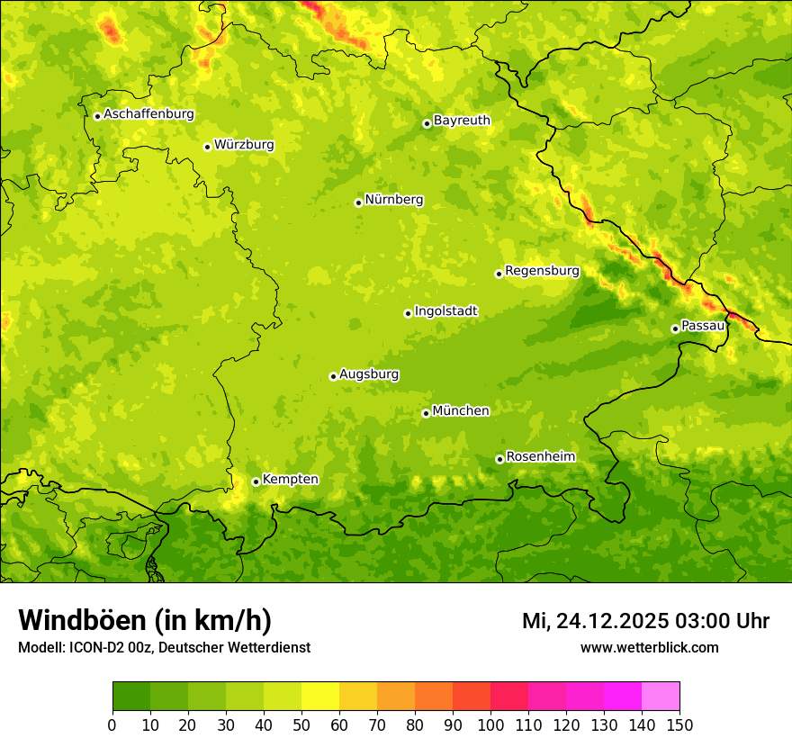Modellkarten Windgeschwindigkeit