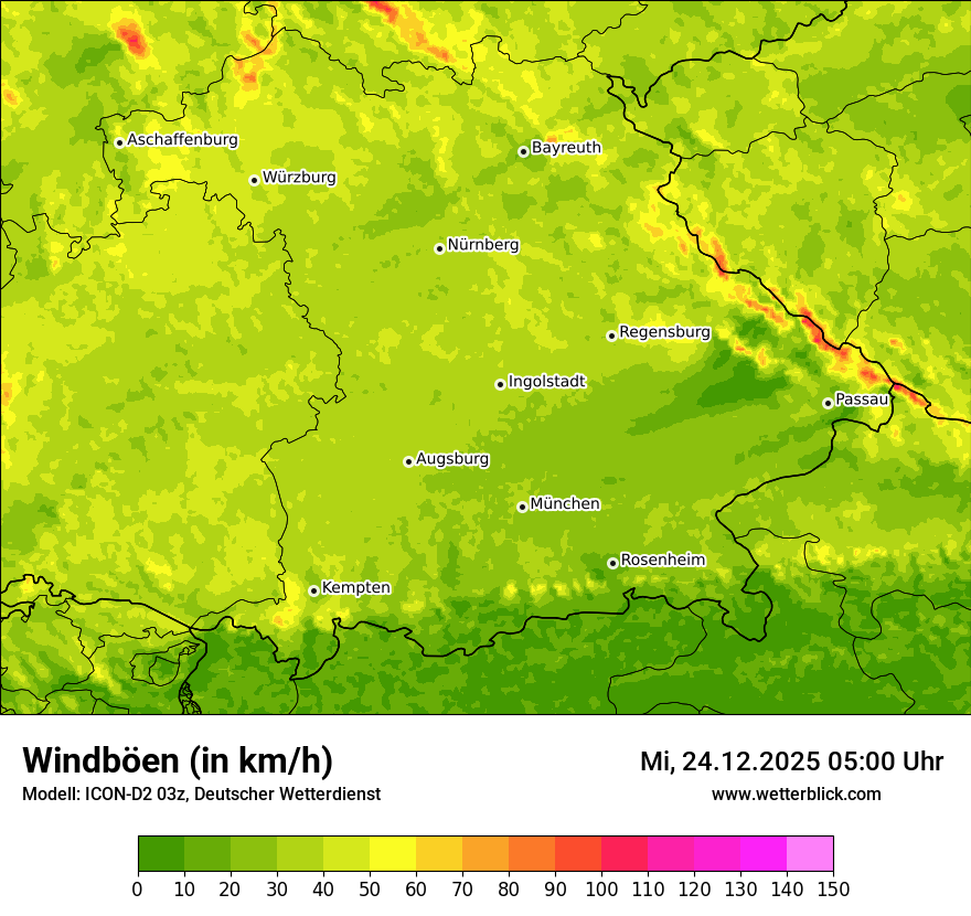 Modellkarten Windgeschwindigkeit