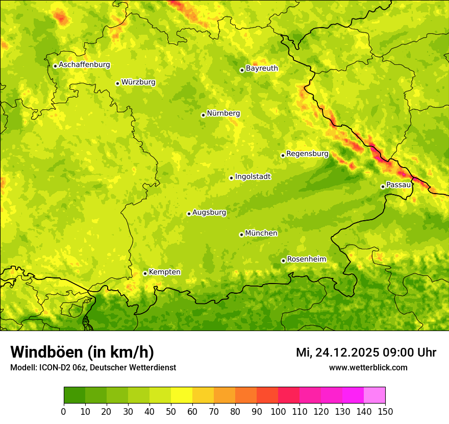 Modellkarten Windgeschwindigkeit