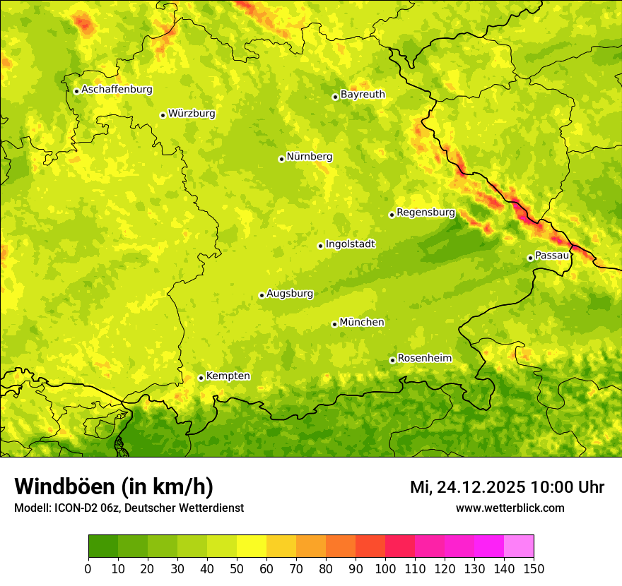 Modellkarten Windgeschwindigkeit
