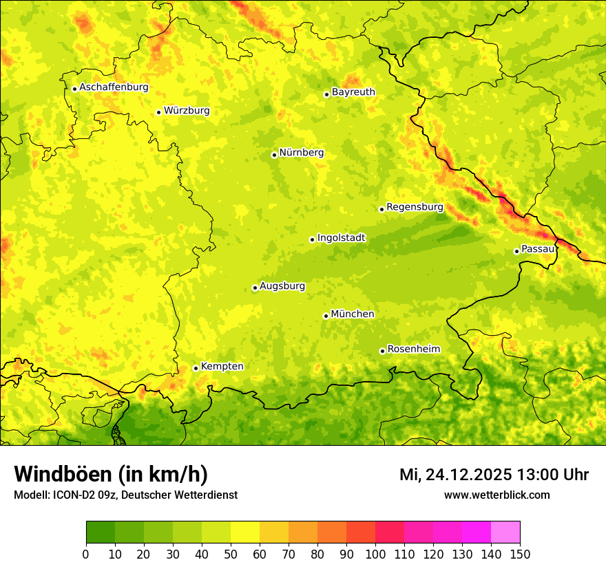Modellkarten Windgeschwindigkeit