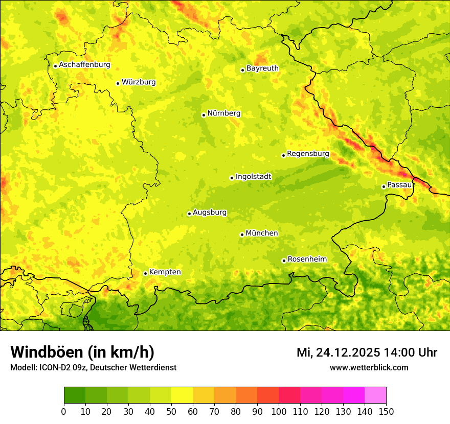 Modellkarten Windgeschwindigkeit