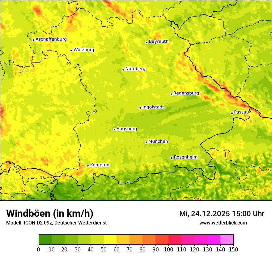 Modellkarten Windgeschwindigkeit