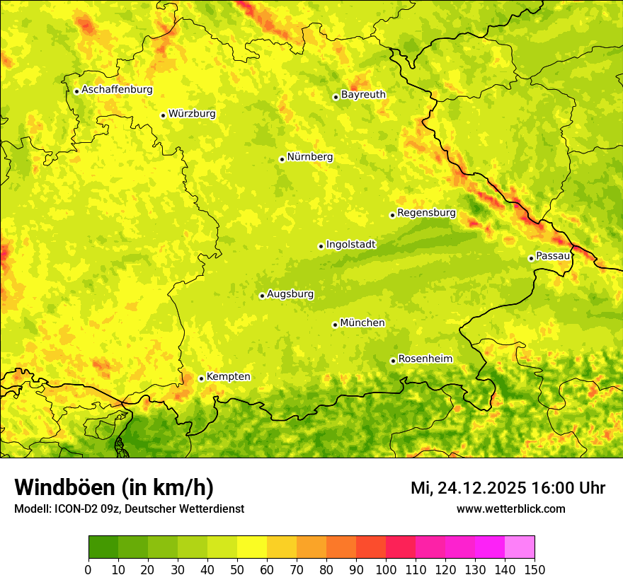 Modellkarten Windgeschwindigkeit