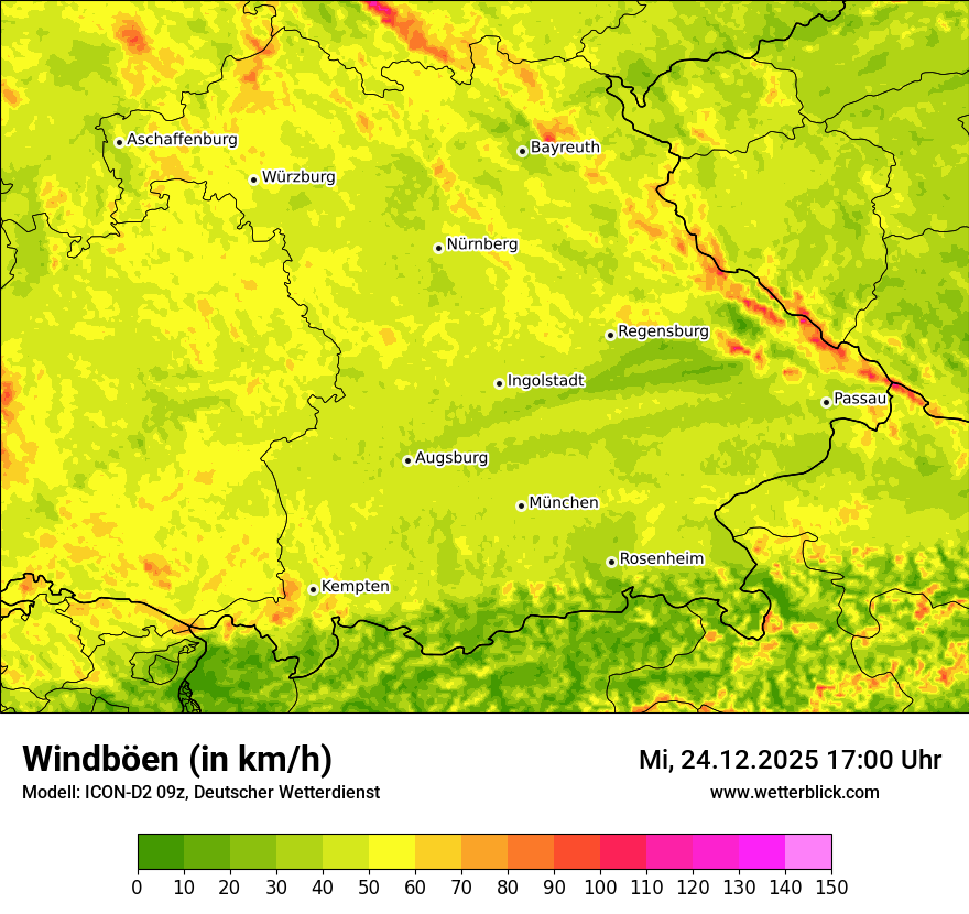 Modellkarten Windgeschwindigkeit
