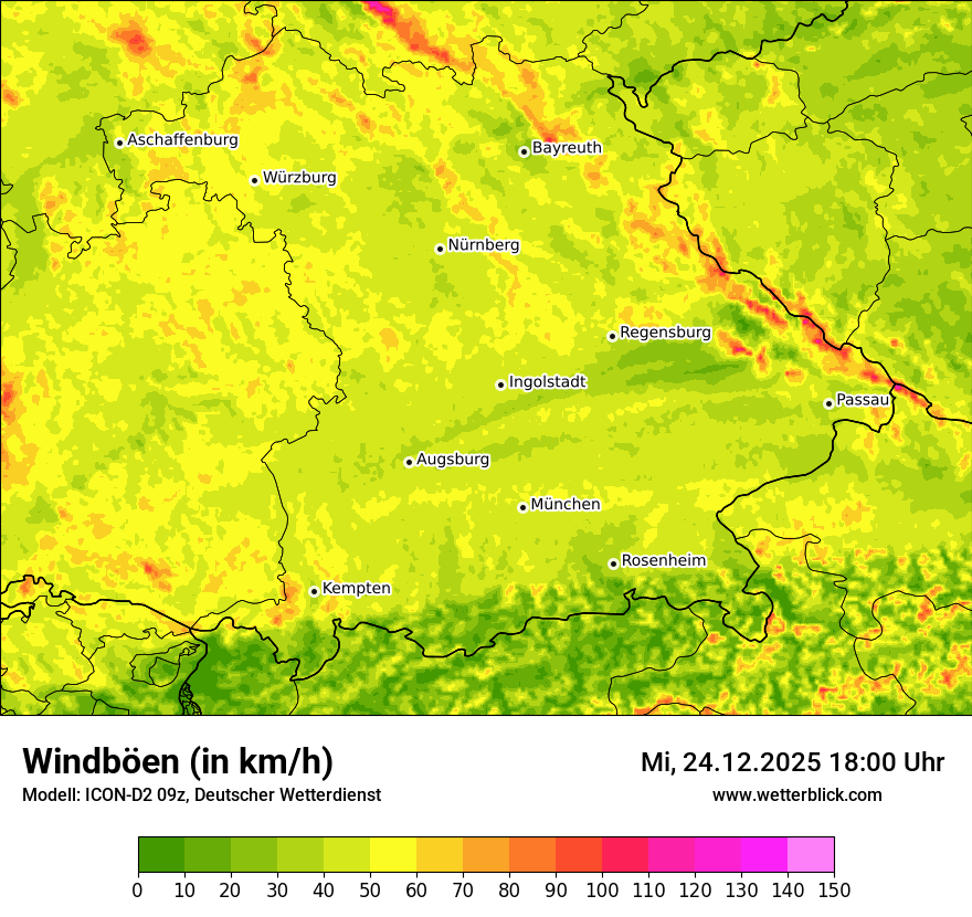 Modellkarten Windgeschwindigkeit