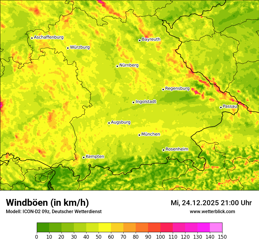 Modellkarten Windgeschwindigkeit