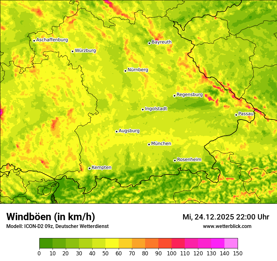 Modellkarten Windgeschwindigkeit