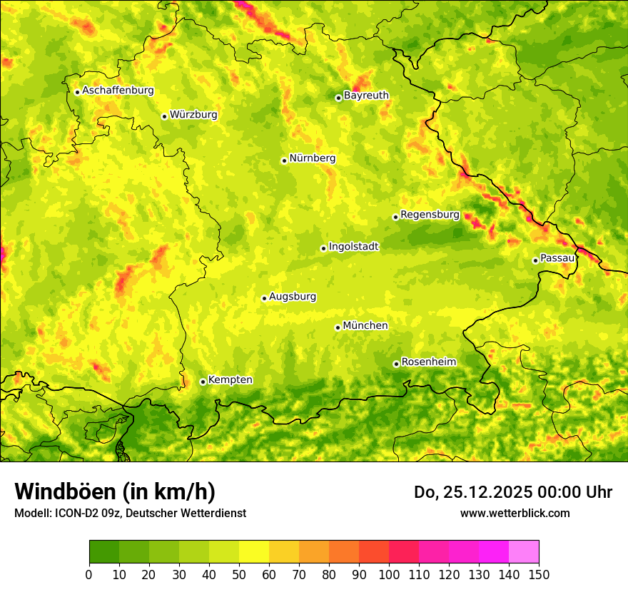 Modellkarten Windgeschwindigkeit
