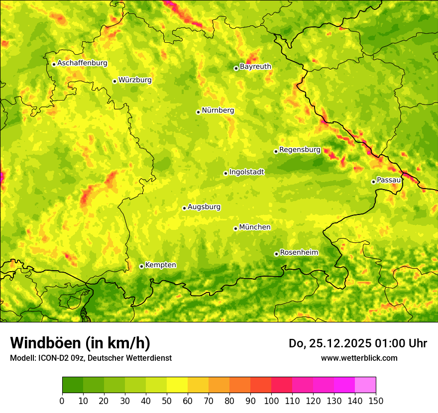 Modellkarten Windgeschwindigkeit
