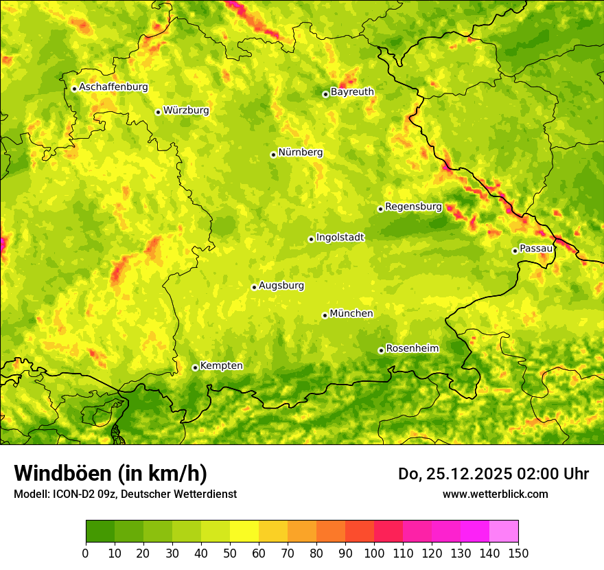 Modellkarten Windgeschwindigkeit
