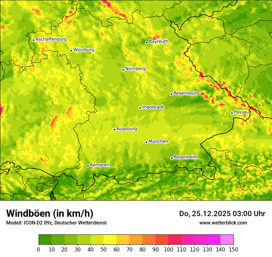 Modellkarten Windgeschwindigkeit