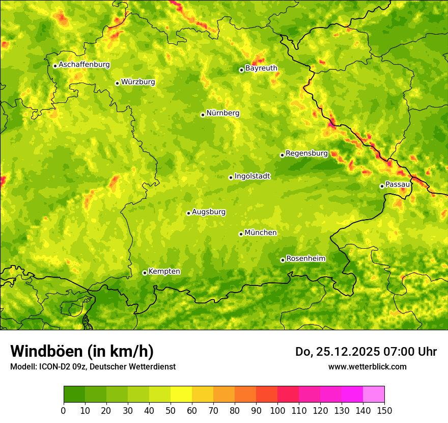 Modellkarten Windgeschwindigkeit