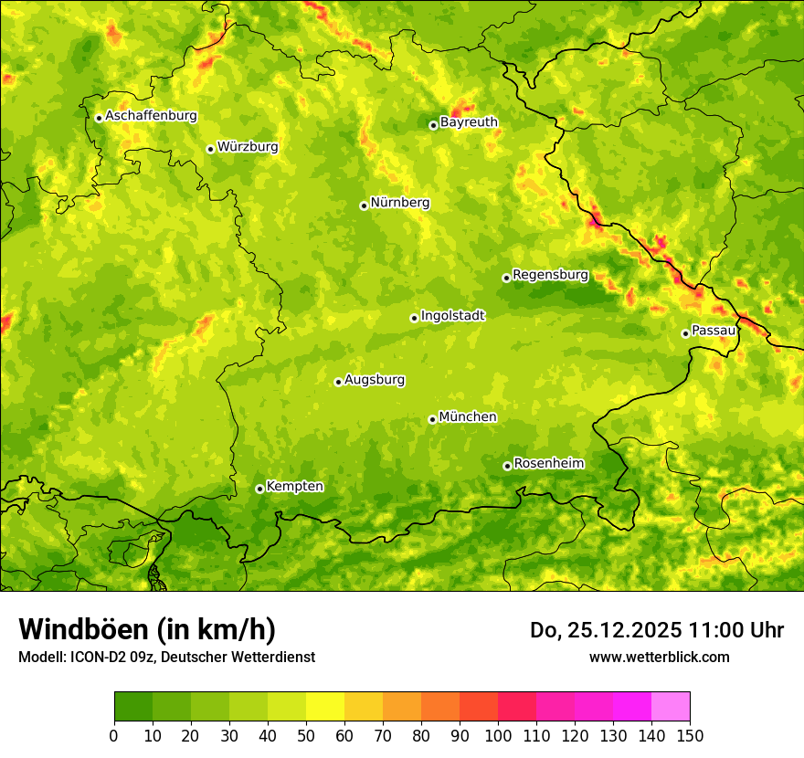 Modellkarten Windgeschwindigkeit