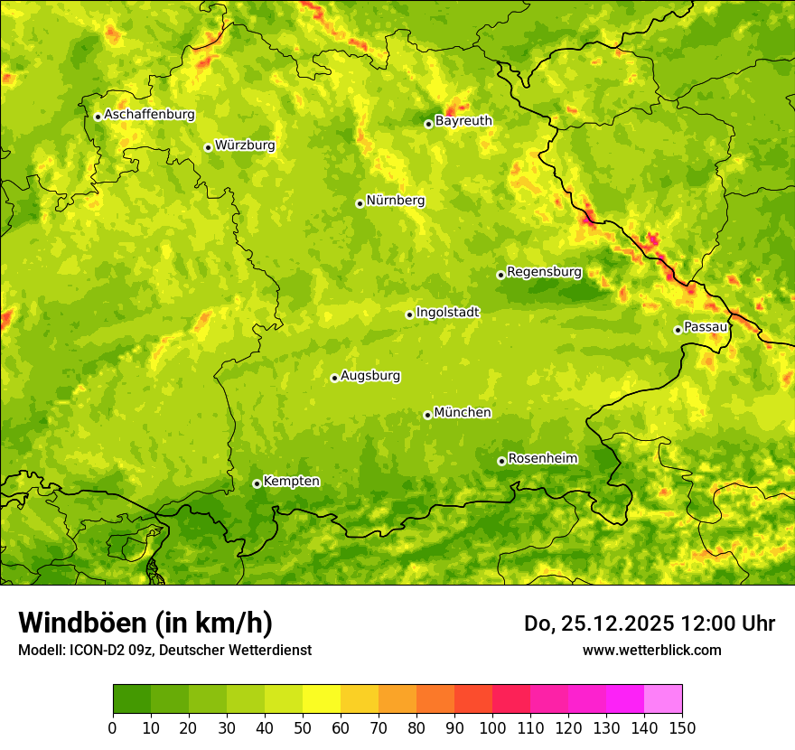 Modellkarten Windgeschwindigkeit