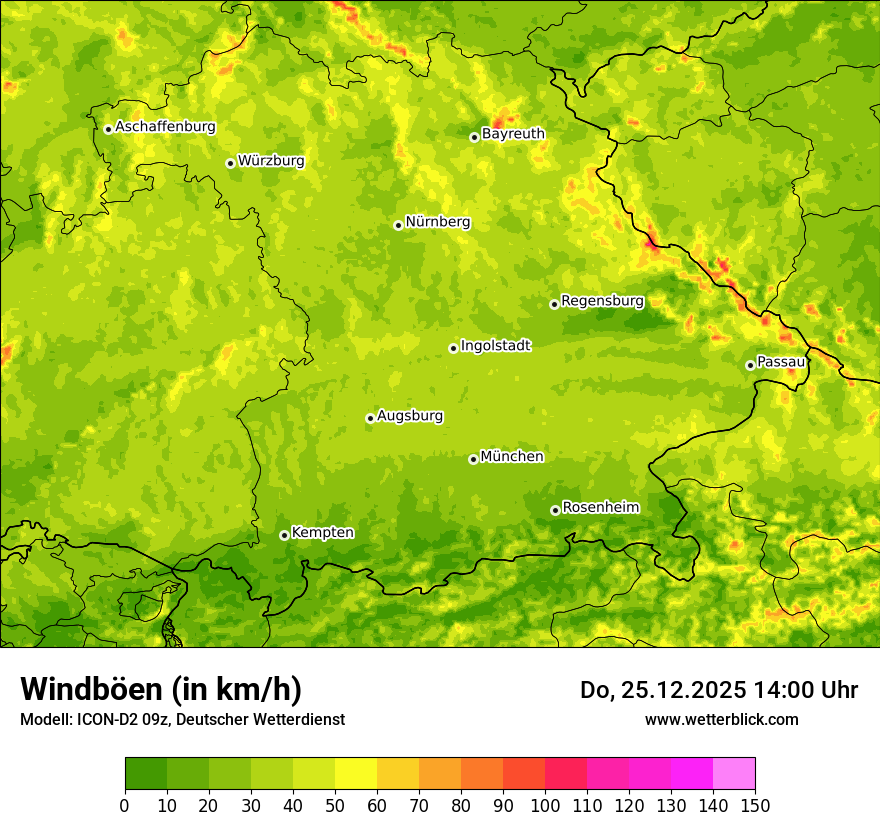 Modellkarten Windgeschwindigkeit