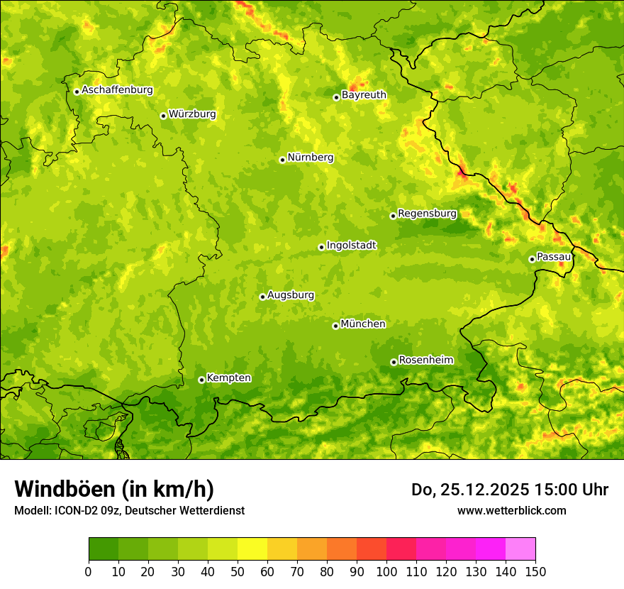 Modellkarten Windgeschwindigkeit