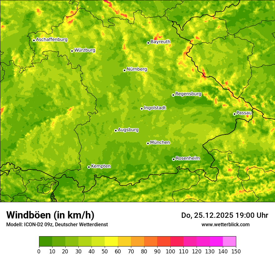 Modellkarten Windgeschwindigkeit