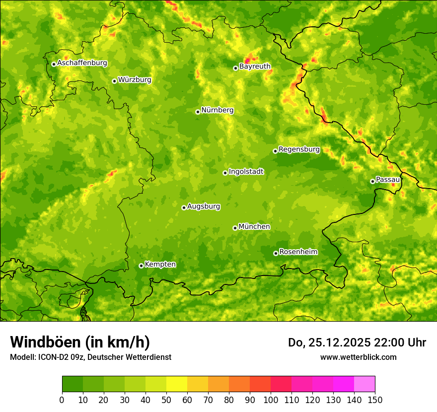 Modellkarten Windgeschwindigkeit