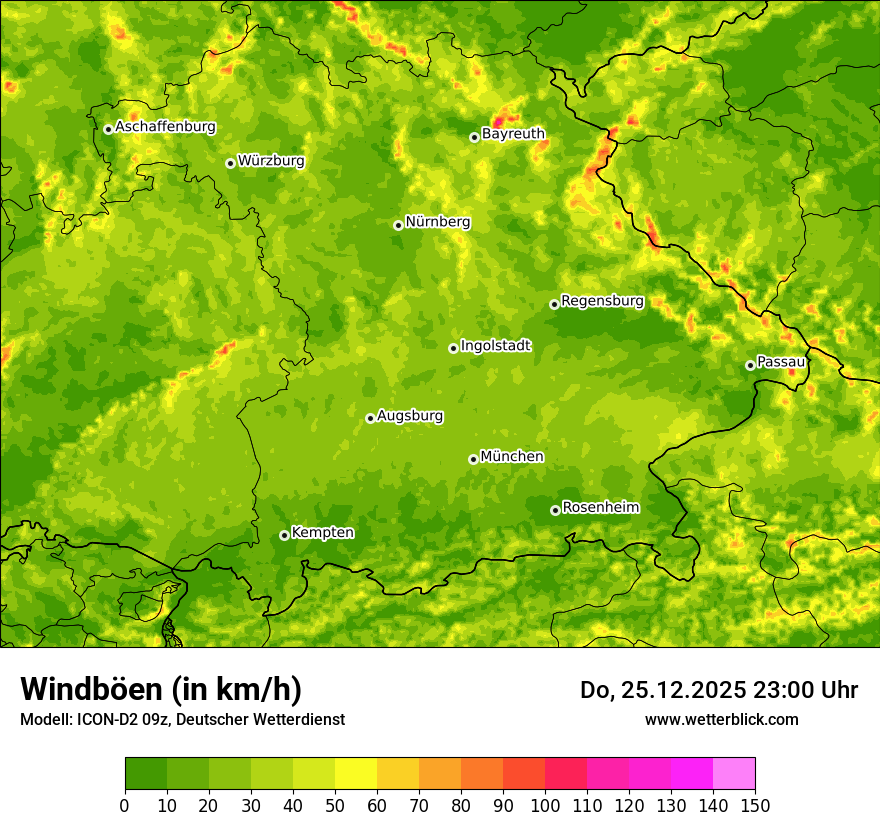 Modellkarten Windgeschwindigkeit