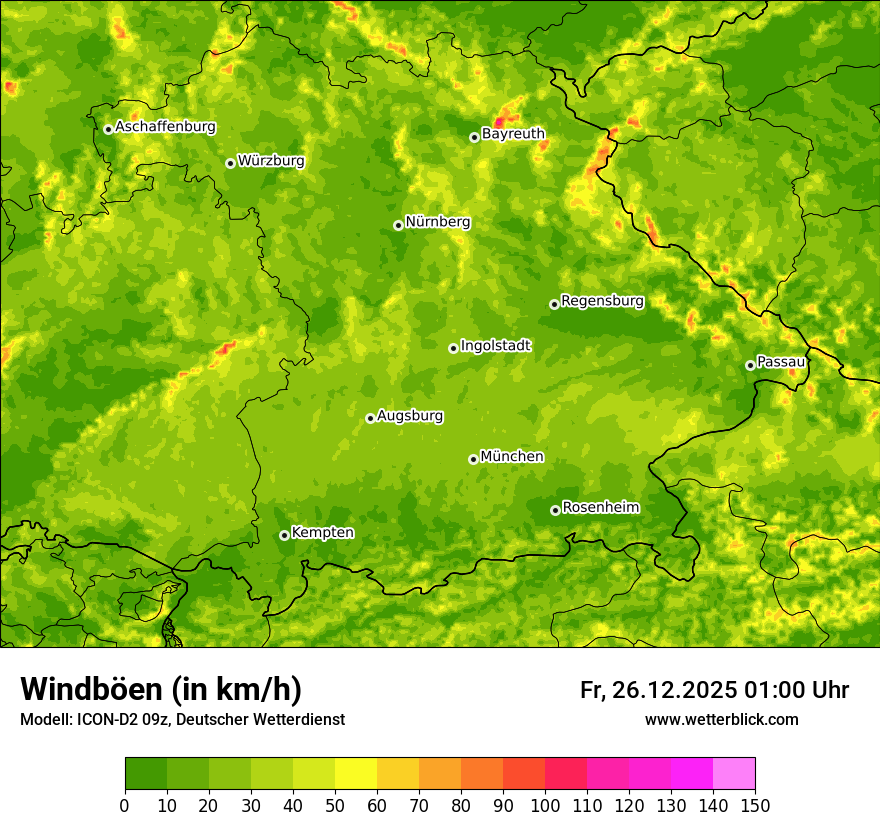 Modellkarten Windgeschwindigkeit