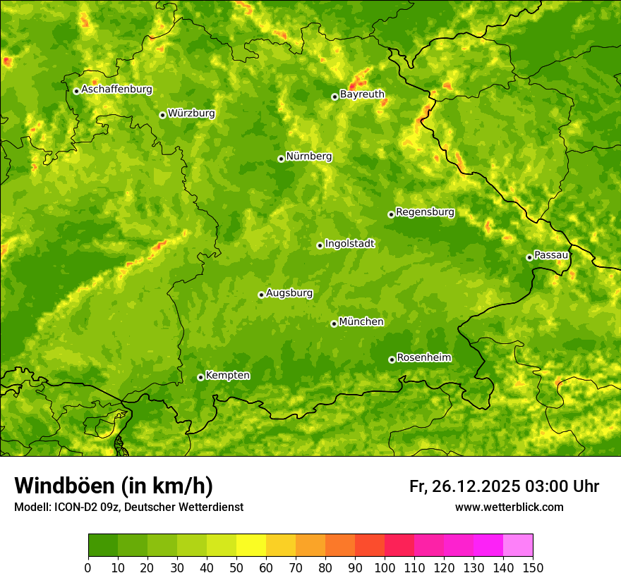 Modellkarten Windgeschwindigkeit