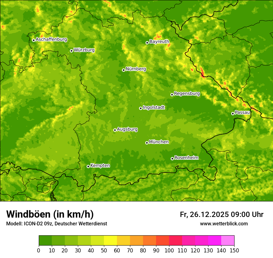 Modellkarten Windgeschwindigkeit