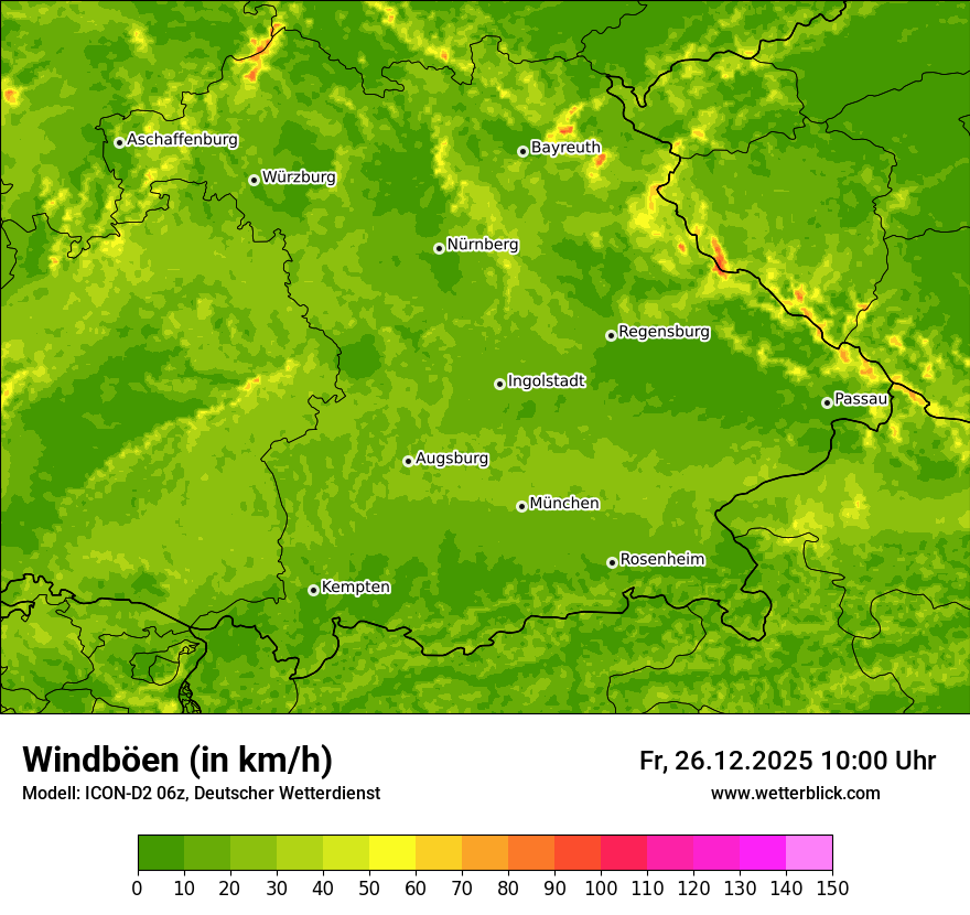 Modellkarten Windgeschwindigkeit