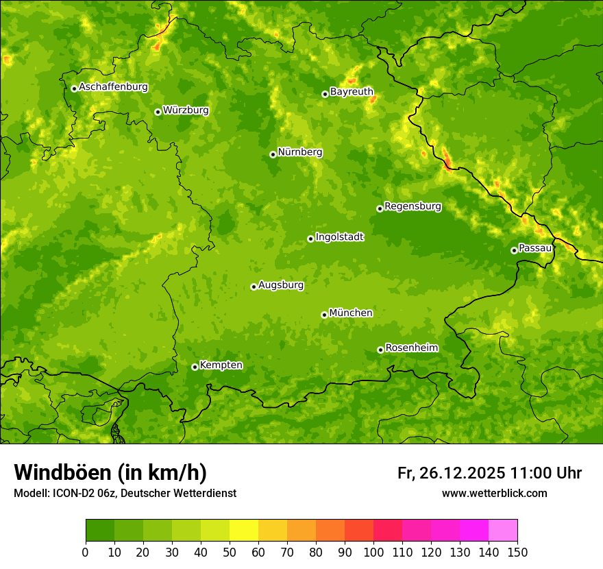 Modellkarten Windgeschwindigkeit