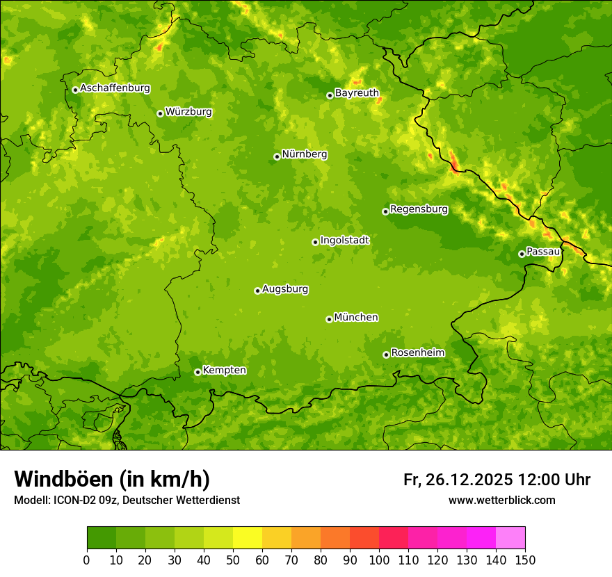 Modellkarten Windgeschwindigkeit