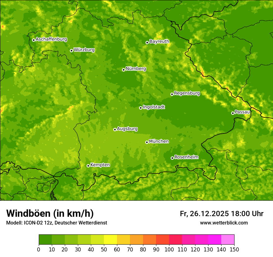 Modellkarten Windgeschwindigkeit
