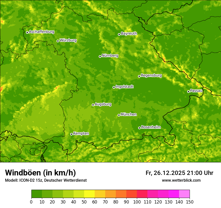 Modellkarten Windgeschwindigkeit