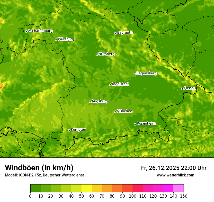 Modellkarten Windgeschwindigkeit