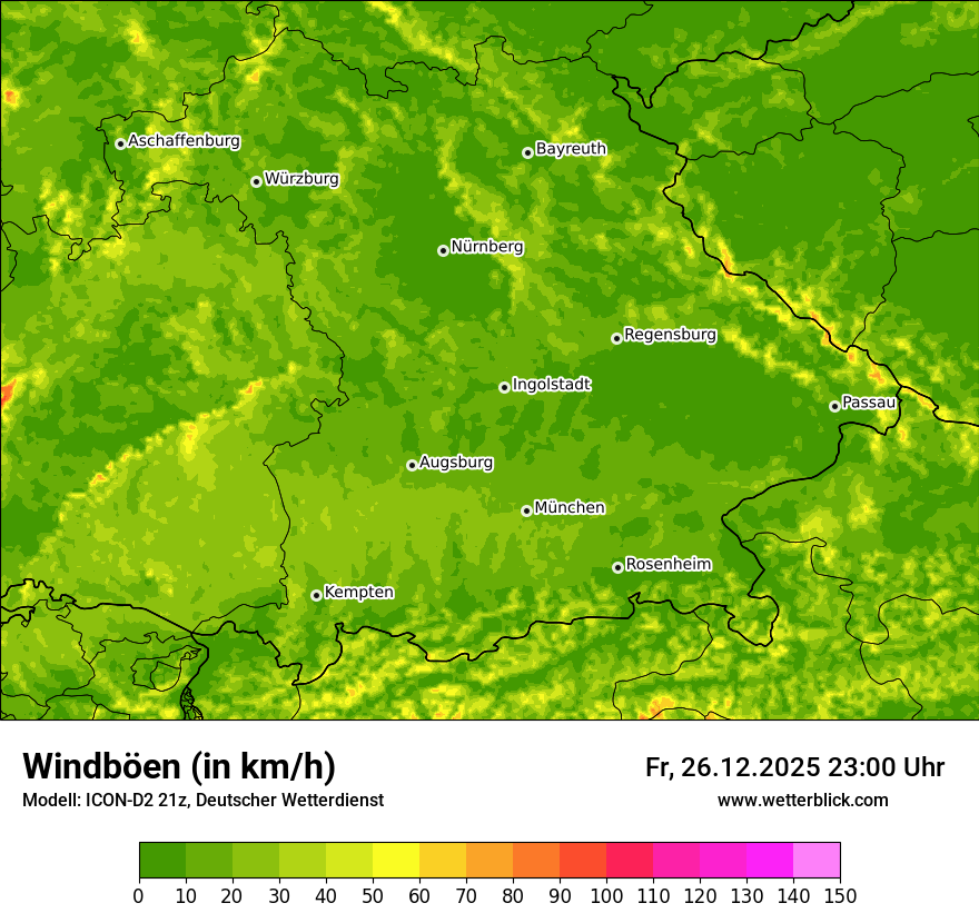 Modellkarten Windgeschwindigkeit