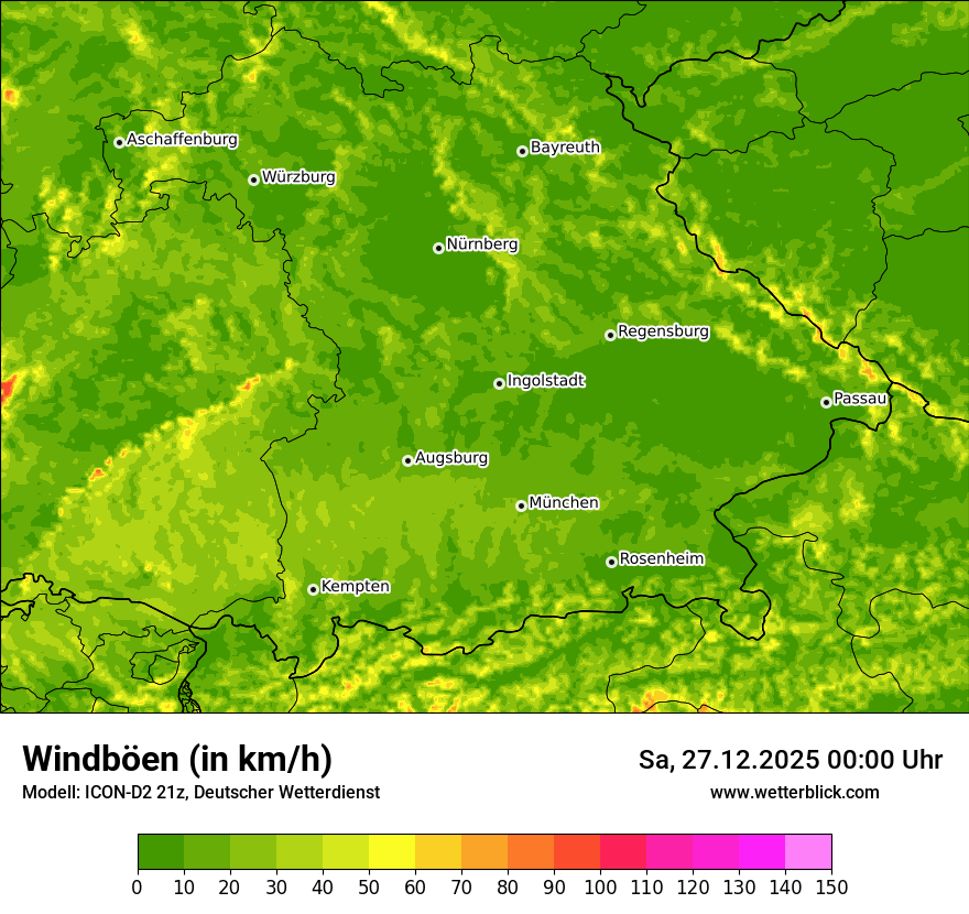 Modellkarten Windgeschwindigkeit
