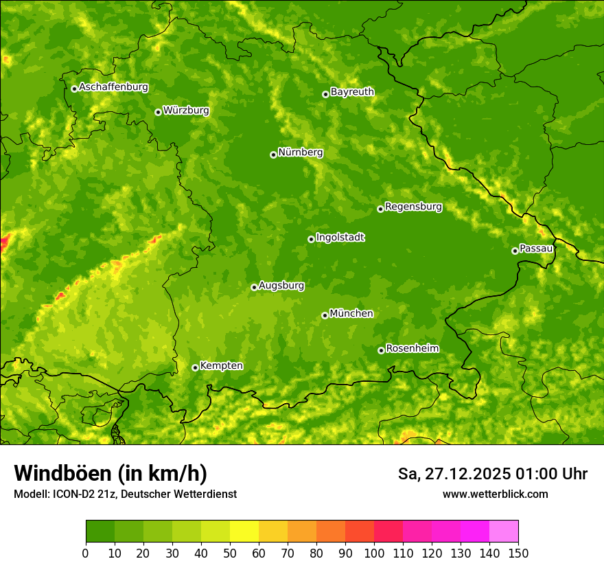 Modellkarten Windgeschwindigkeit