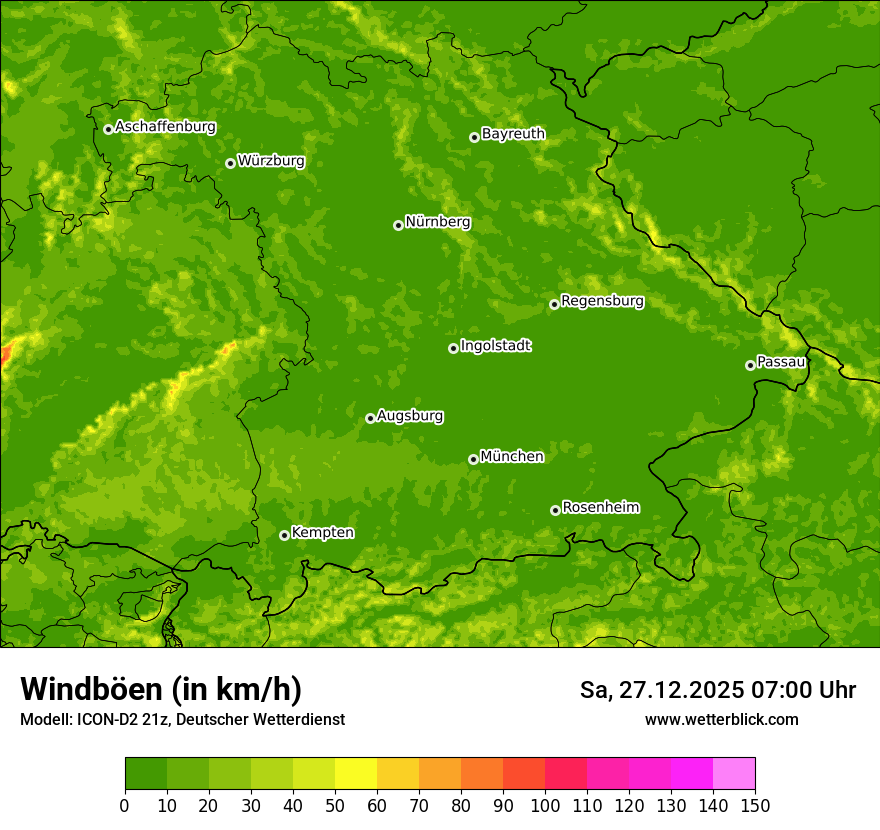 Modellkarten Windgeschwindigkeit
