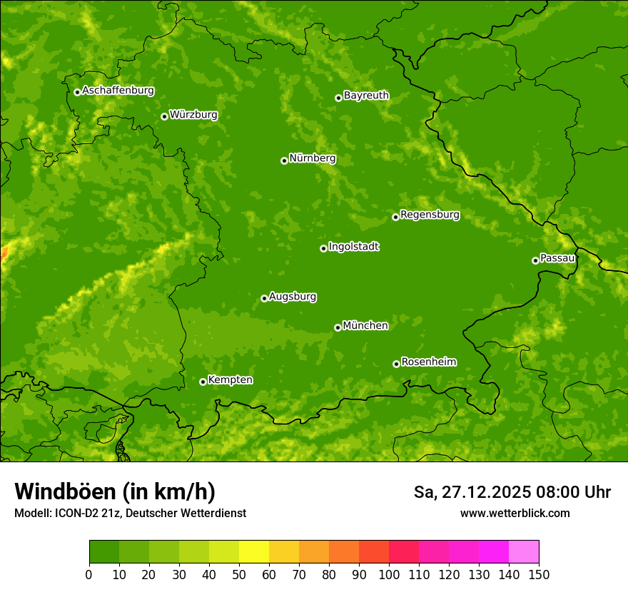 Modellkarten Windgeschwindigkeit