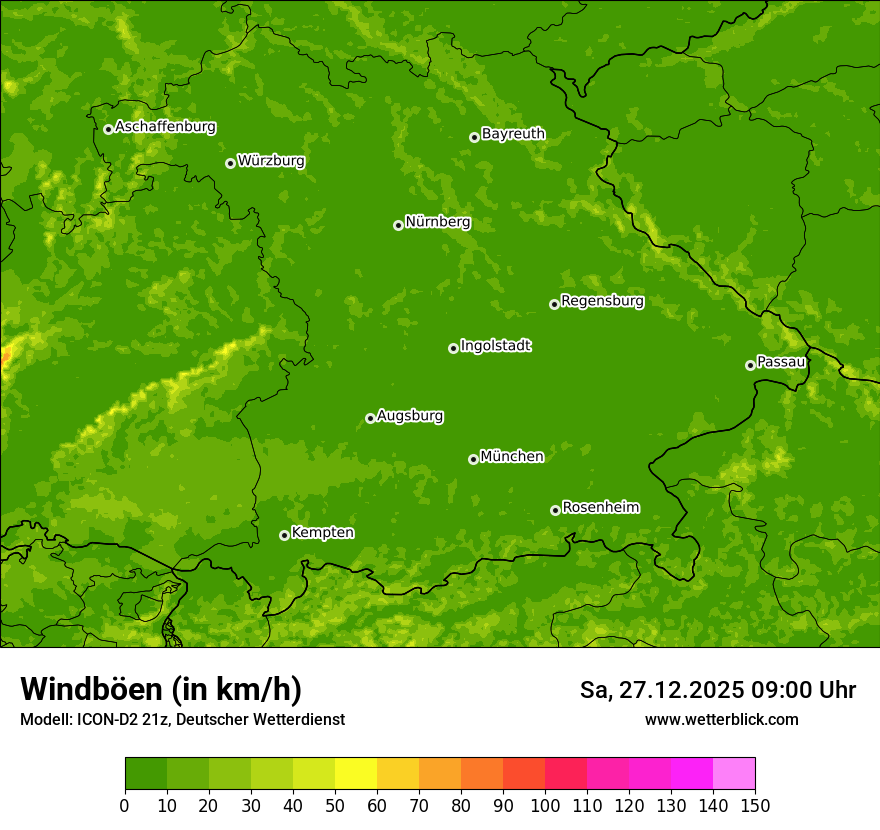 Modellkarten Windgeschwindigkeit