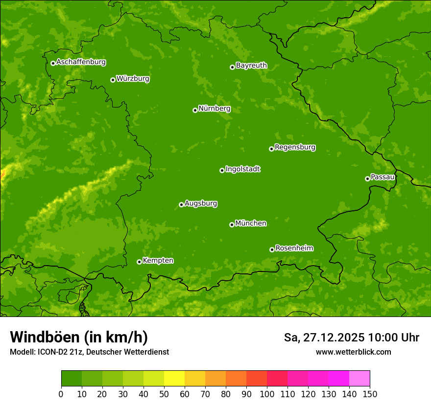 Modellkarten Windgeschwindigkeit