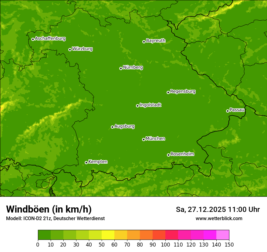 Modellkarten Windgeschwindigkeit