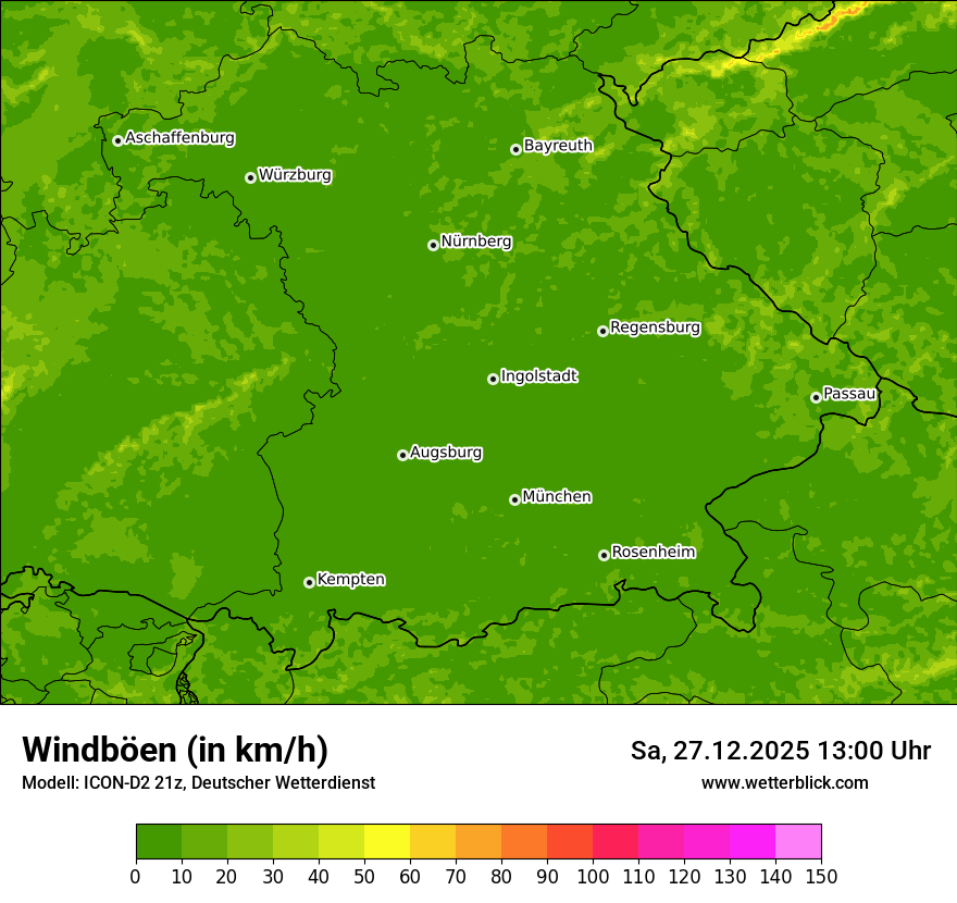 Modellkarten Windgeschwindigkeit