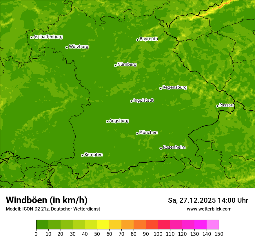 Modellkarten Windgeschwindigkeit