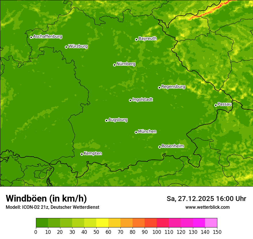 Modellkarten Windgeschwindigkeit